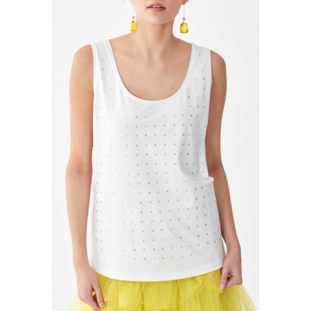 ROMAN Askılı Önü Taşlı Kadın Tişört Optik Beyaz Y2154909_397 Bayan T-shirt Fiyatı