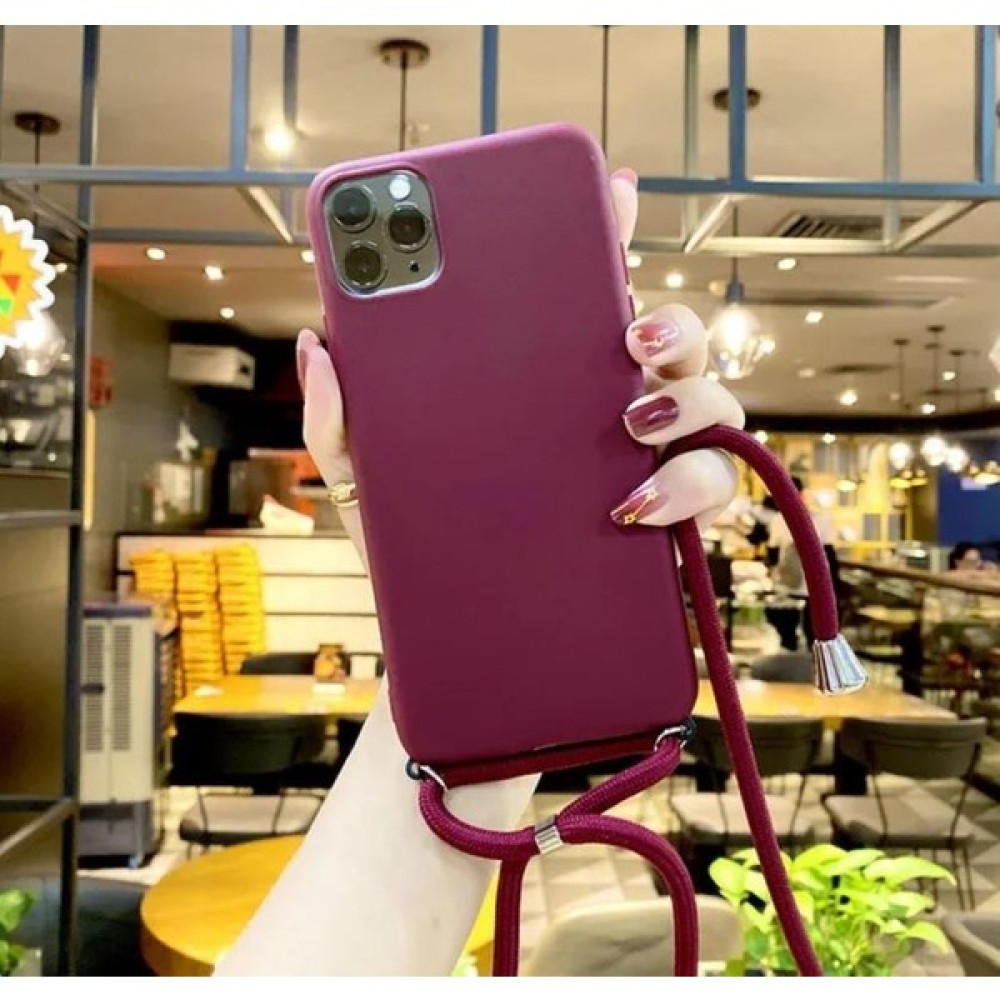 Rona Aksesuar Apple iPhone 7 / 8 Plus Boyun Askılı Lansman Kılıf - Bordo Cep Telefonu Kılıfı Fiyatı