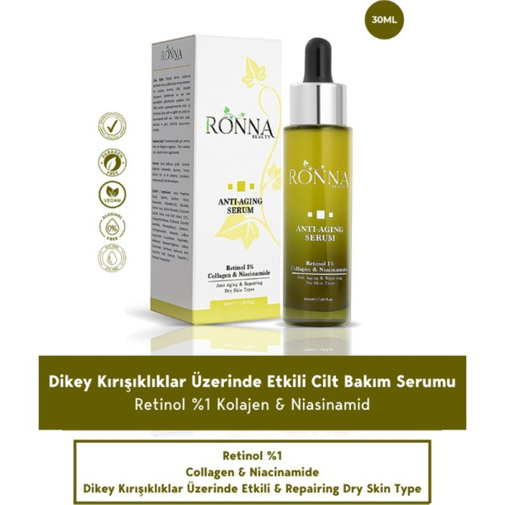 Ronna Beauty Yaşlanma Karşıtı ve Aydınlatıcı Anti-Aging Serum 30 ml Retinol 1% Collagen niacinamide Anti-Aging / Yaşlanma Karşıtı Fiyatı
