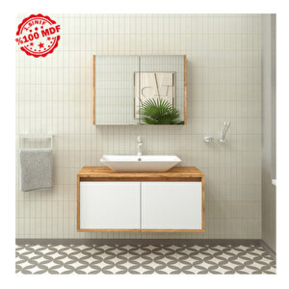 Roomart 2 Kapaklı Lavabolu 100 Cm Asma Banyo Dolap Takımı Banyo Dolabı / Mobilyası Fiyatı
