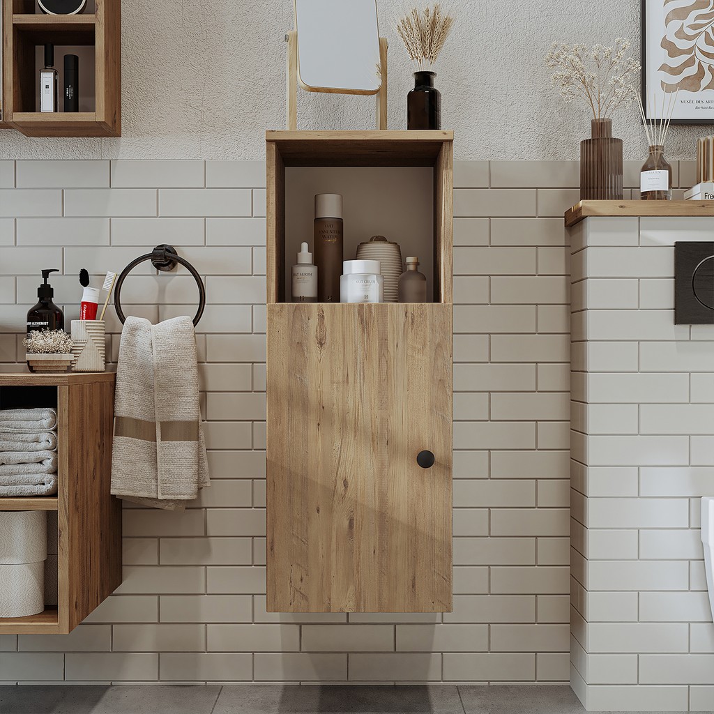 Roomart Banyo Dolabı Mat Mdf 90 x 35 cm Banyo Boy Dolabı - Atlantik Çam Banyo Dolabı / Mobilyası Fiyatı