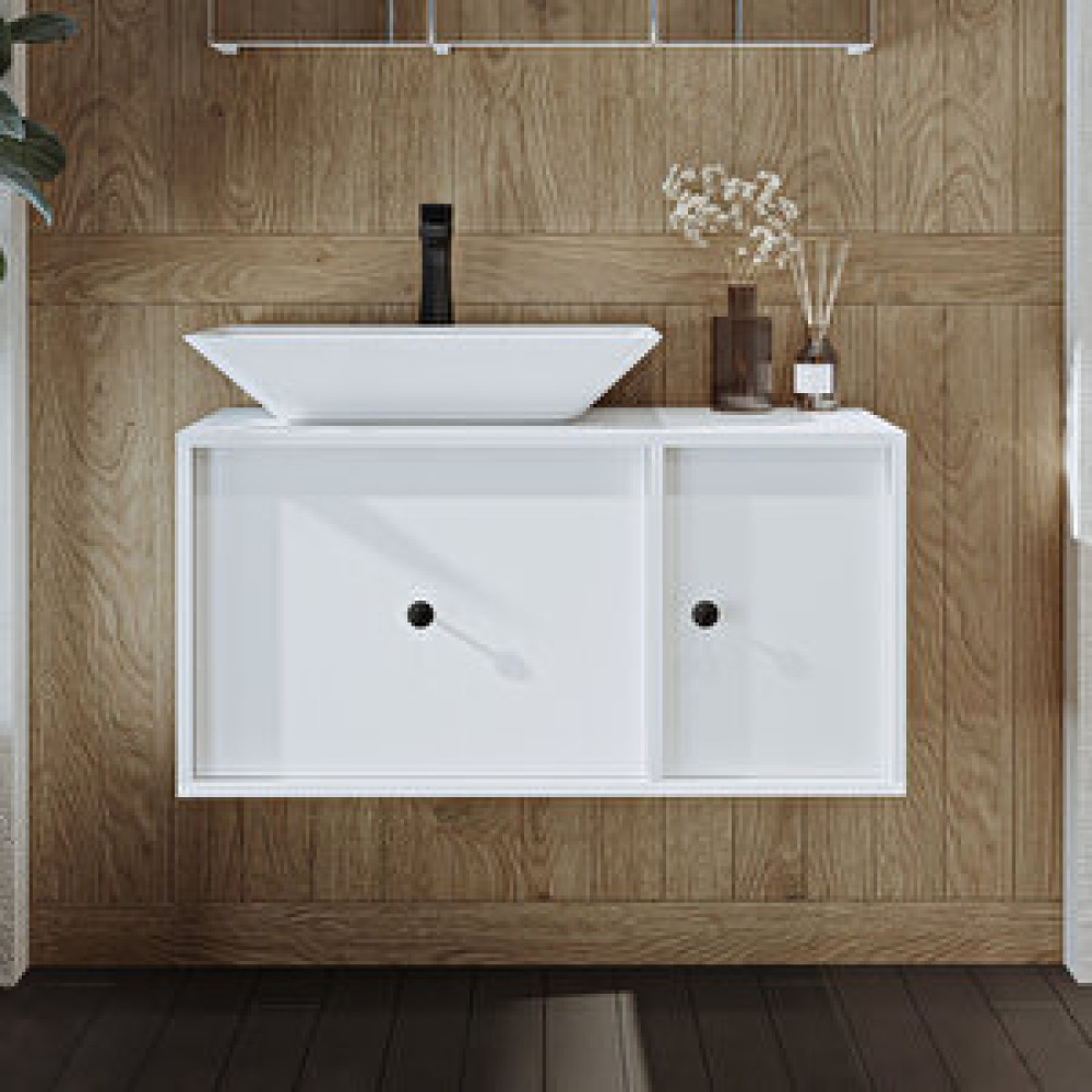Roomart Gusto Ayaksız Lavabolu Mdf 90 Cm Çekmeceli Banyo Dolabı Beyaz Banyo Dolabı / Mobilyası Fiyatı