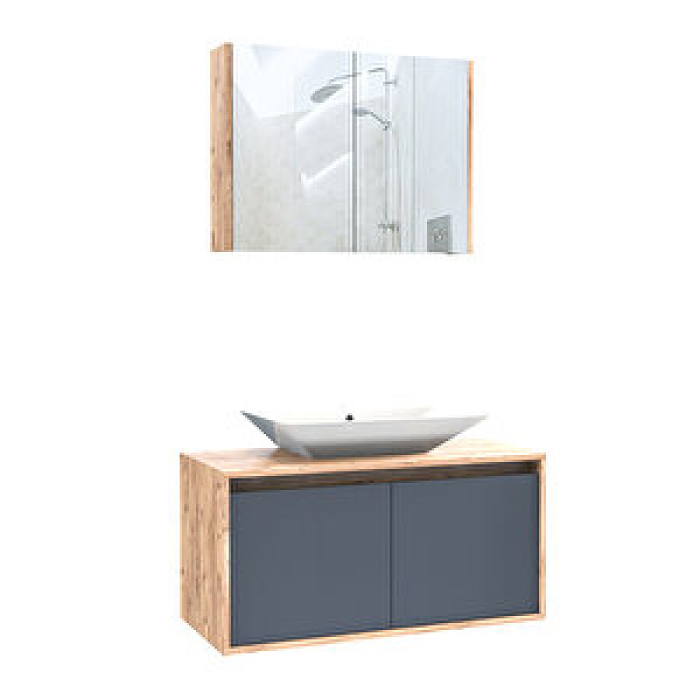 Roomart Lavabolu 100 Cm Banyo Dolabı + Aynalı Banyo Üst Dolabı Banyo Dolabı / Mobilyası Fiyatı