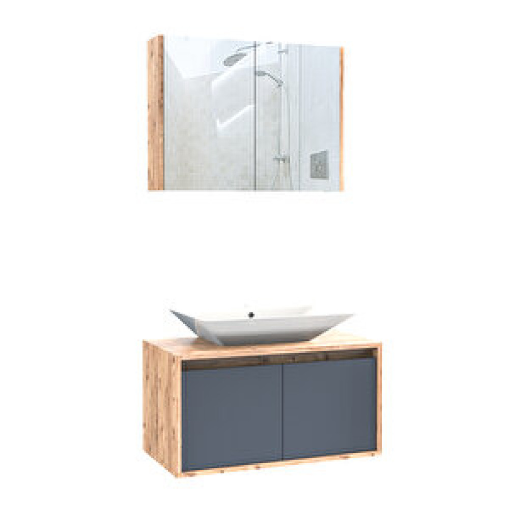 Roomart Lavabolu 85 Cm Banyo Dolabı + Aynalı Banyo Üst Dolabı Banyo Dolabı / Mobilyası Fiyatı