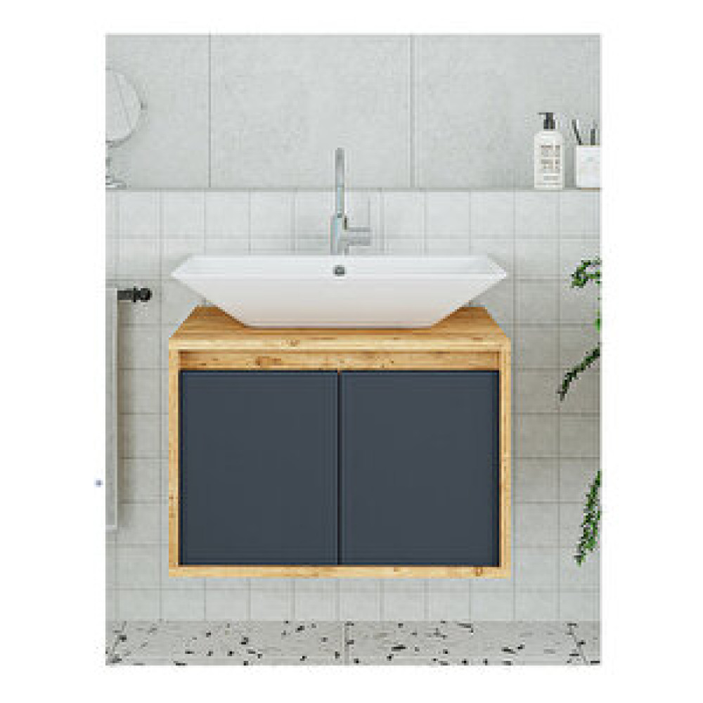 Roomart Lavabolu Asma Banyo Dolabı 65 Cm Ahşap-antrasit Banyo Dolabı / Mobilyası Fiyatı