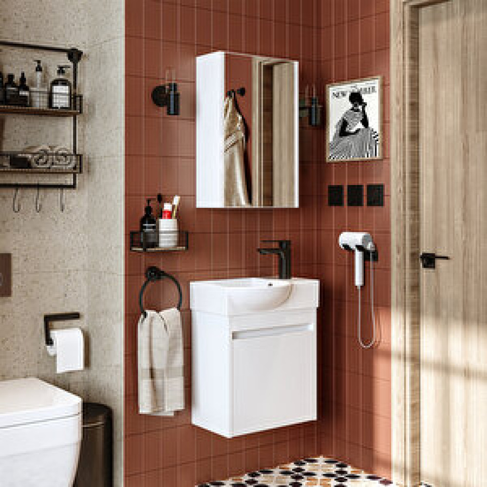 Roomart Leo Ayaksız Tek Kapaklı Sağ Lavabolu 46 Cm Banyo Alt Dolabı + Aynalı Üst Dolabı Banyo Dolabı / Mobilyası Fiyatı