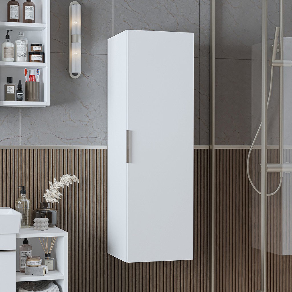 Roomart Likya Banyo Dolabı Mat Mdflam 114 cm Banyo Boy Dolabı - Beyaz Banyo Dolabı / Mobilyası Fiyatı