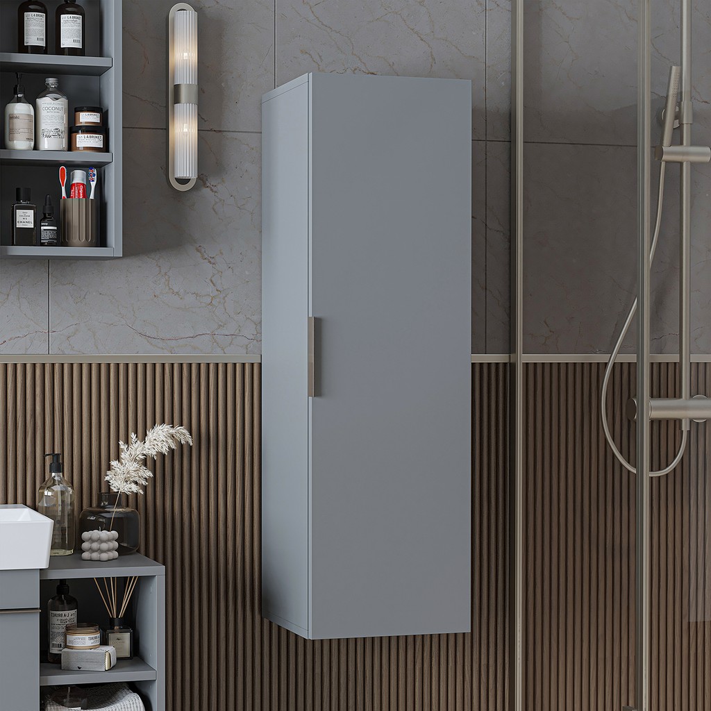 Roomart Likya Banyo Dolabı Mat Mdflam 114 cm Banyo Boy Dolabı - Kül Gri Banyo Dolabı / Mobilyası Fiyatı