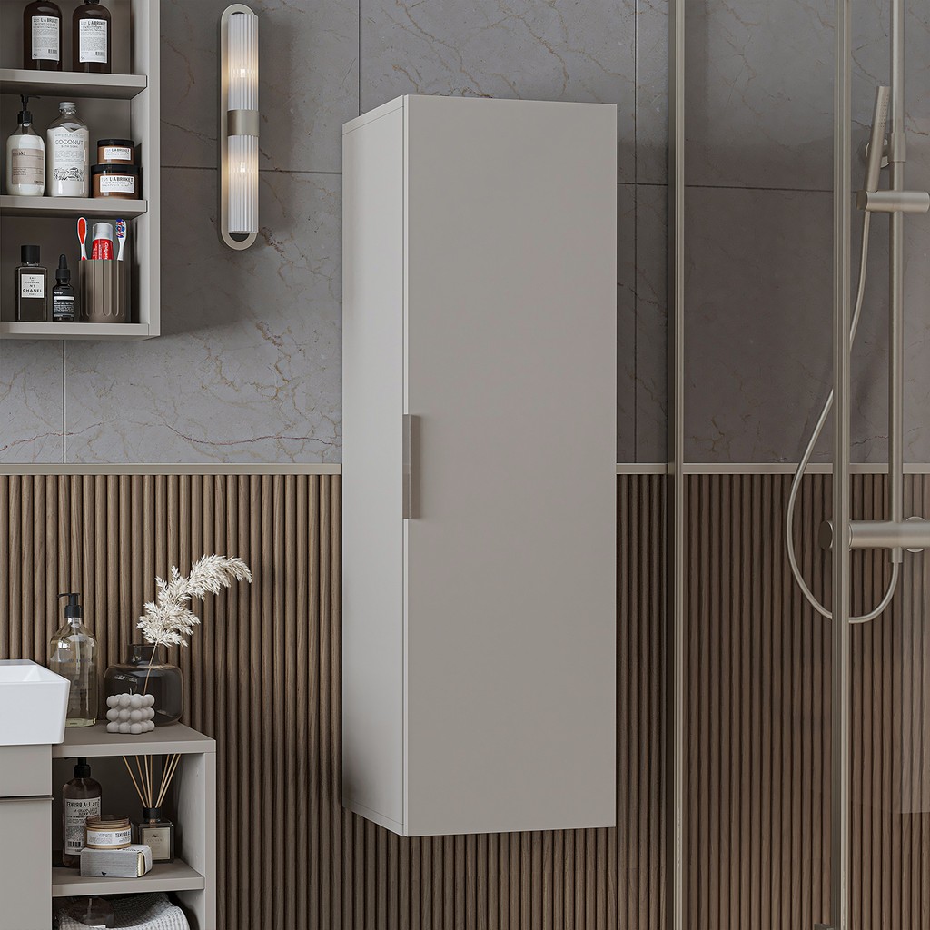 Roomart Likya Banyo Dolabı Mat Mdflam 114 cm Banyo Boy Dolabı - Kum Taşı Banyo Dolabı / Mobilyası Fiyatı