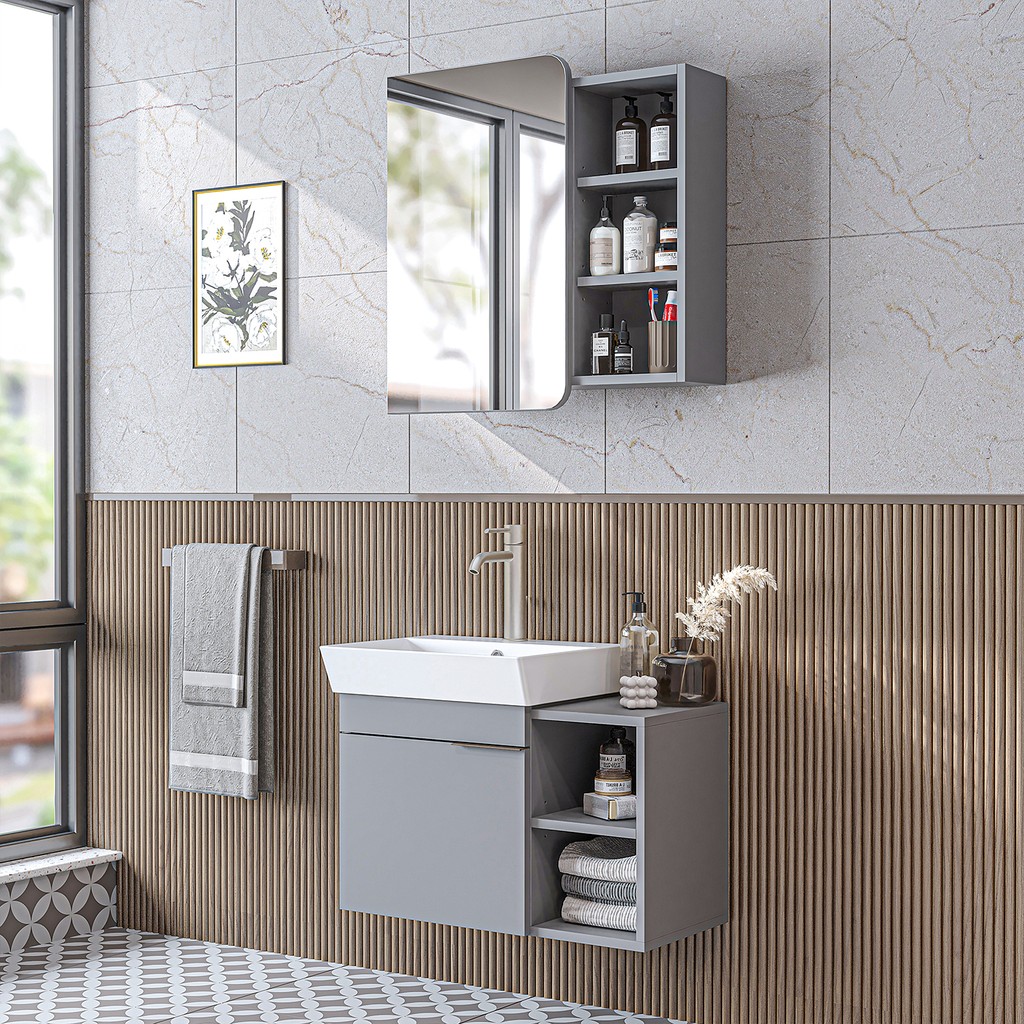 Roomart Likya Mdflam Lavabolu Banyo Dolabı Takımı, 72 cm Lavabolu Banyo Alt Dolabı + Üst Dolabı Banyo Dolabı / Mobilyası Fiyatı