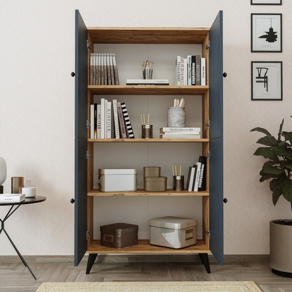 Roomart Retra 4 Kapaklı Çok Amaçlı Dolap , Kiler Dolabı , Kitaplık Atlantik Çam-Antrasit Gardrop & Dolap Fiyatı