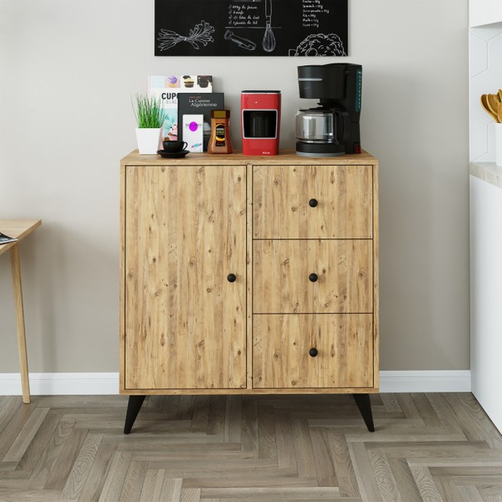 Roomart Tera 90 cm Çekmeceli Çok Amaçlı Dolap , Kiler Dolabı , Kitaplık , Mutfak Dolabı - Atlantik Çam Mutfak Dolabı / Mobilyası Fiyatı