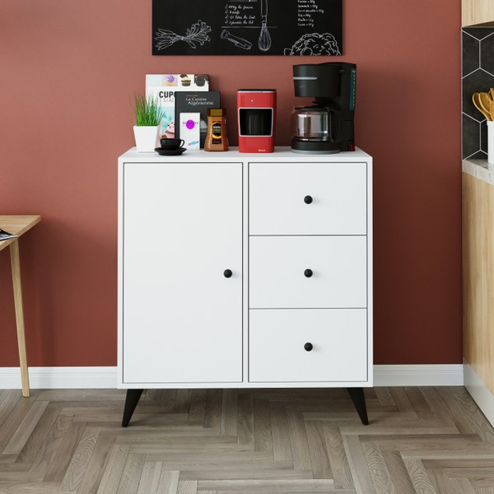 Roomart Tera 90 cm Çekmeceli Çok Amaçlı Dolap , Kiler Dolabı , Kitaplık , Mutfak Dolabı - Beyaz Mutfak Dolabı / Mobilyası Fiyatı