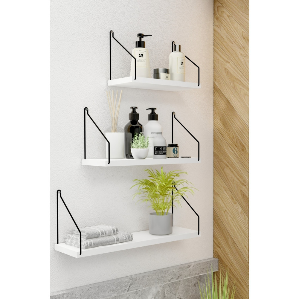 Roomie Home Duvar Rafı 3’lü Set Kitaplık Mutfak Banyo Yaşam Alanı Beyaz Duvar Rafı Fiyatı
