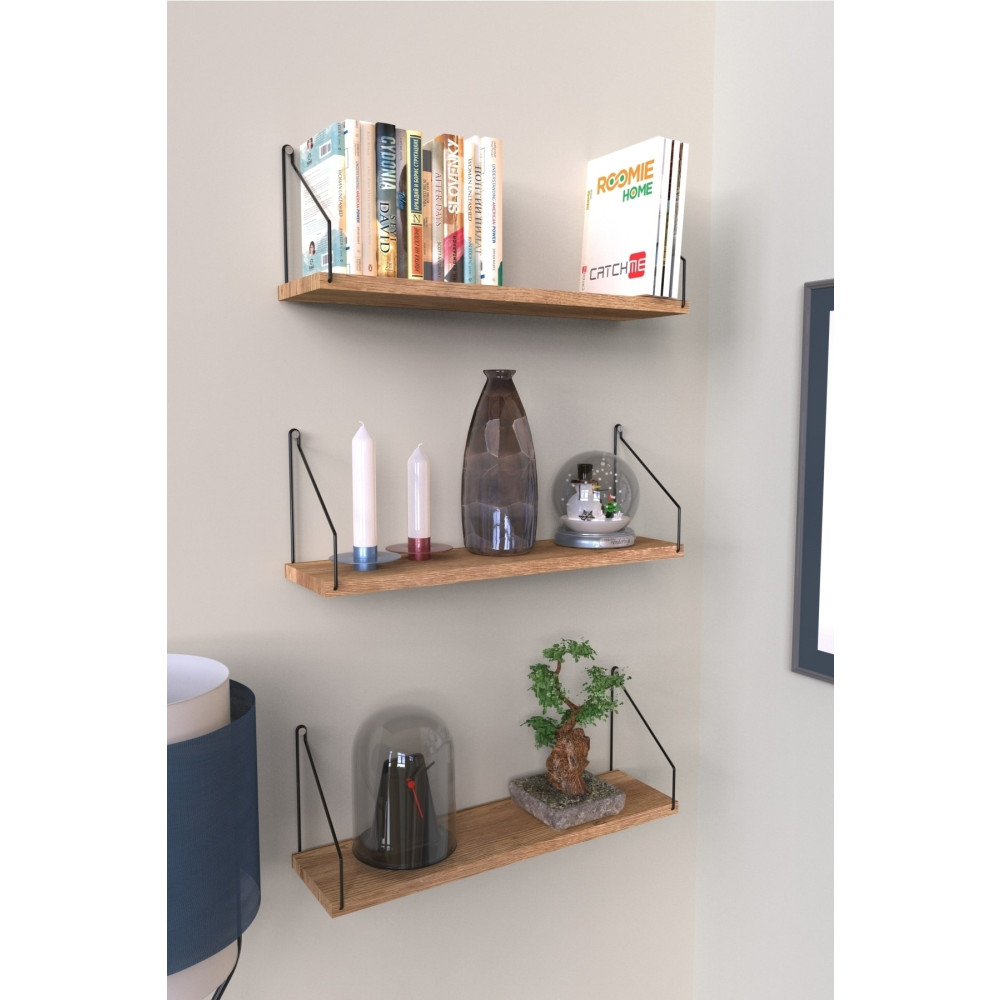 Roomie Home Duvar Rafı Kitaplık Mutfak Banyo Yaşam Alanı 3 lü Set 15 X 55 Cm . Duvar Rafı Fiyatı