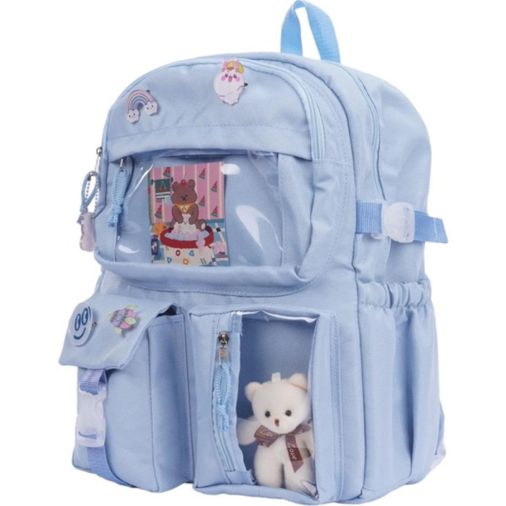 Roomys Kawaii Kore Tarzı Aksesuarlı Okul Sırt Çantası Bebe Mavisi - Bebek Mavisi Okul Çantası Fiyatı