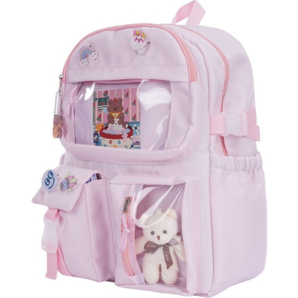 Roomys Young Kawaii Kore Tarzı Aksesuarlı ve Ayıcıklı Okul Sırt Çantası Pudra Pembe Type 4 Tekstil Basic 1 Okul Çantası Fiyatı