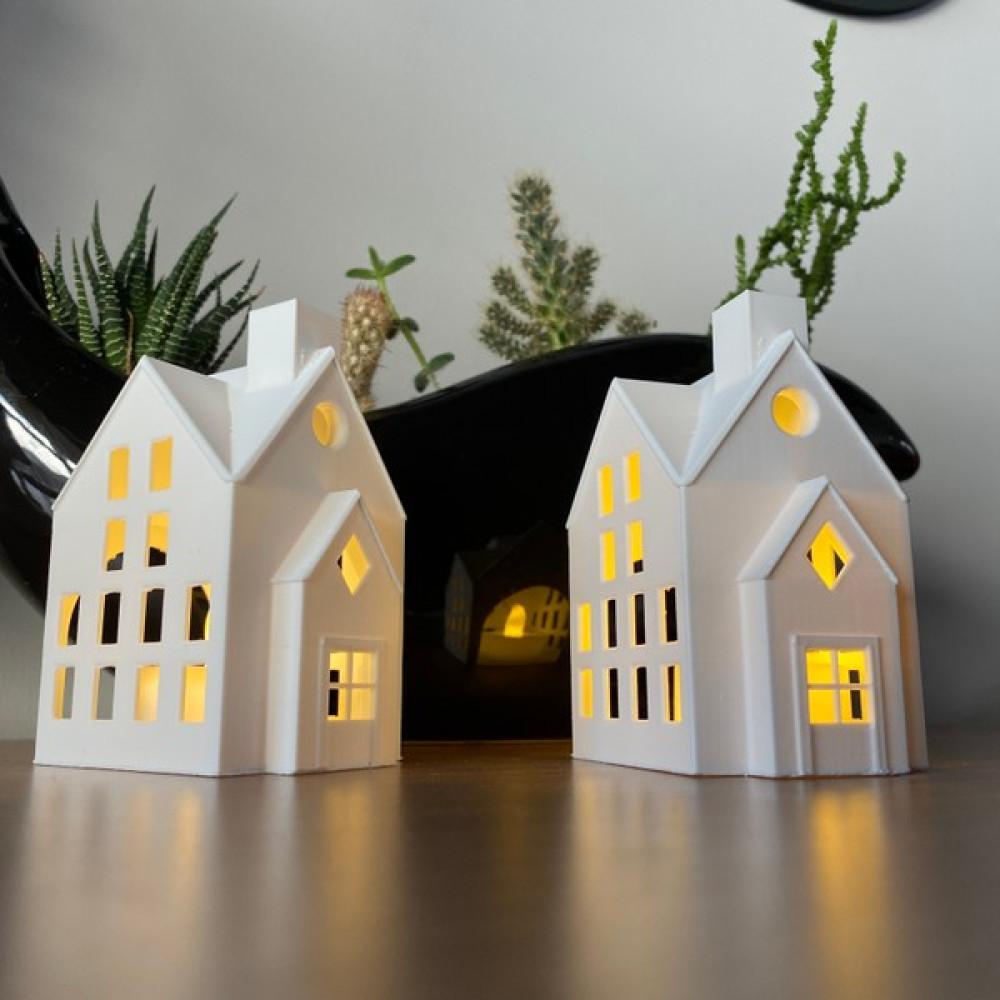 Root Made Kış Evleri 2'li Set Dekoratif Noel Evleri Tealight Mumluk - 2 Adet Hediyelik Eşya Fiyatı