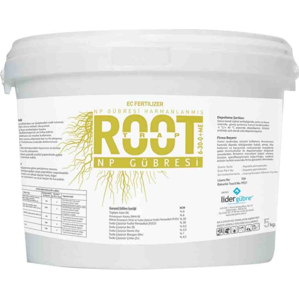 Roottrap 6-30-0+Me 5kg Lider Gübre - 1 Gübre Fiyatı