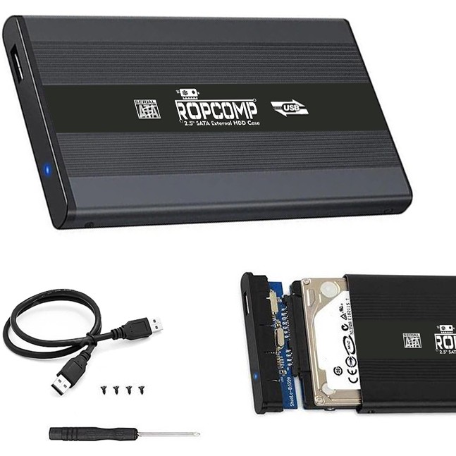 Ropcomp 2.5" USB 2.0 Sata Harici Harddisk Kutusu Metal - Siyah Sabit Diskler Fiyatı