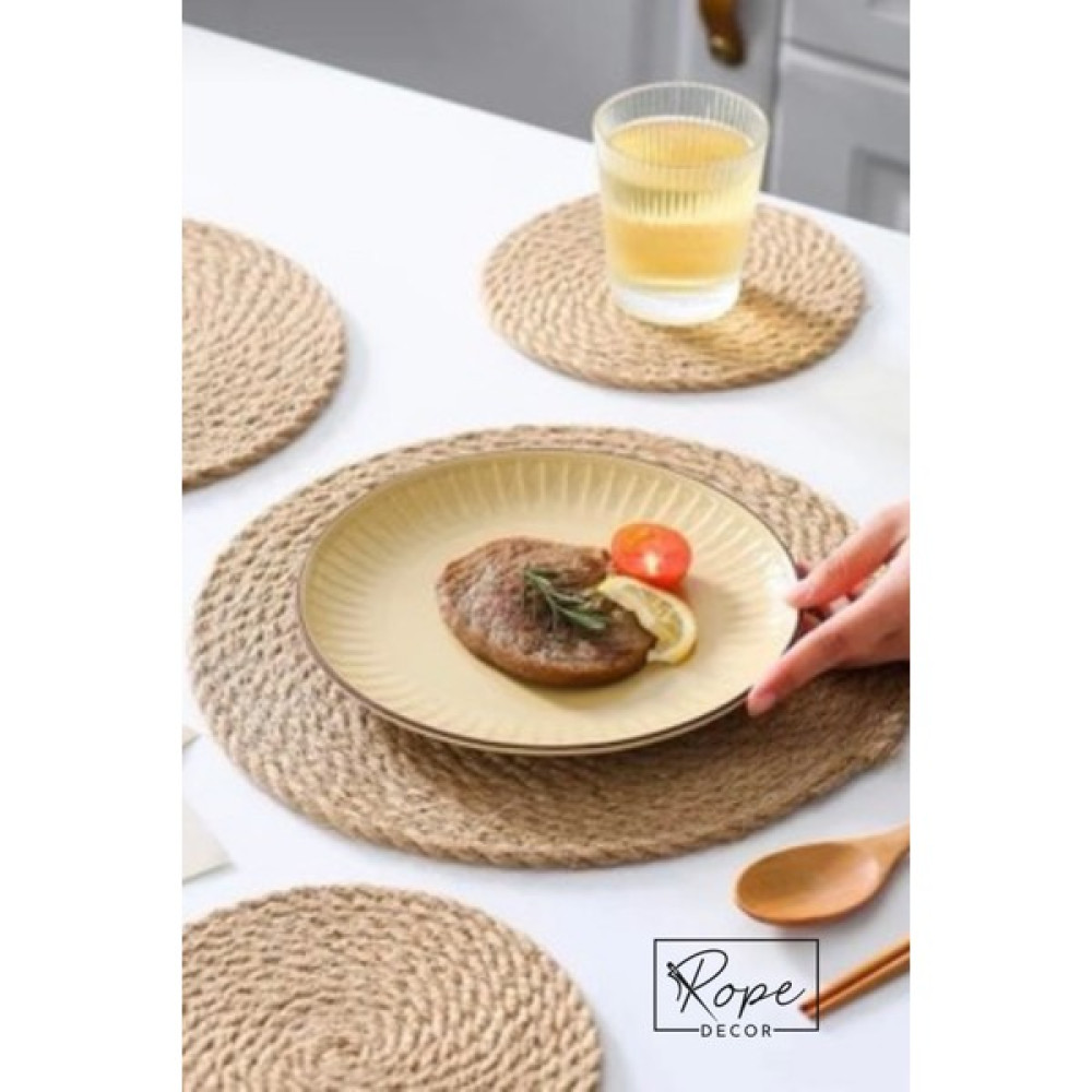 Rope Decor 6 Kişilik Amerikan Servis Hasır Supla 30 cm - 30 x 30 cm - Açık Kahverengi Amerikan Servis Fiyatı