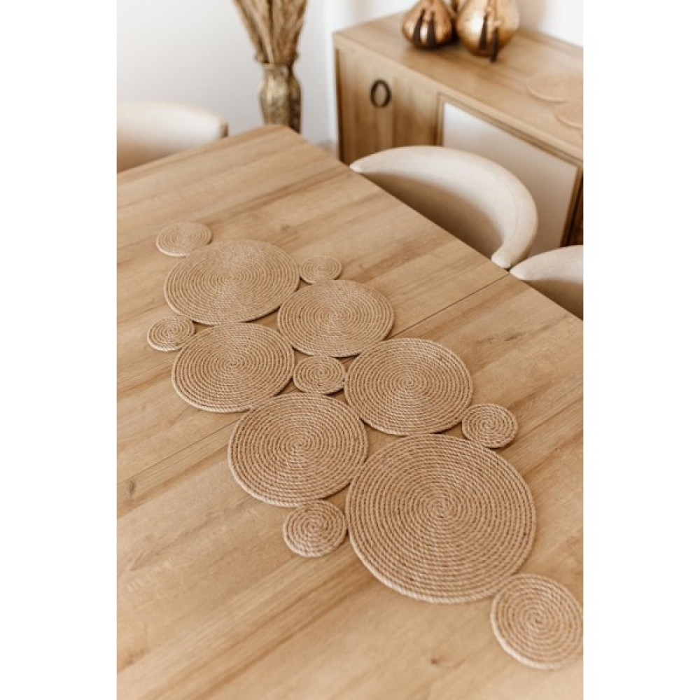 Rope Decor Hasır Jüt Salon Mutfak Masa Örtüsü / Runner / 85X35CM - Açık Kahverengi - 80 x 35 cm Masa Örtüsü Fiyatı