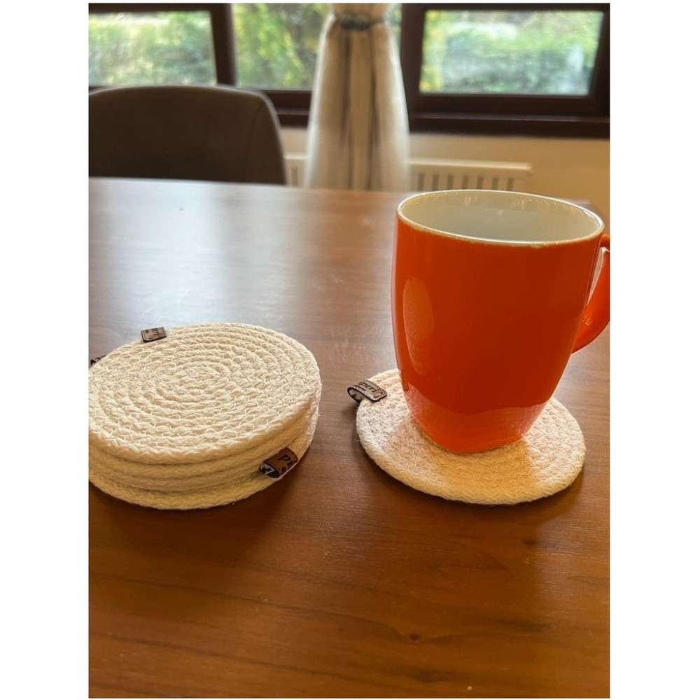 Rope Home Decor Jüt Kordon Ip Bardak Altlığı 4 Adet - Krem Bardak Altlığı Fiyatı