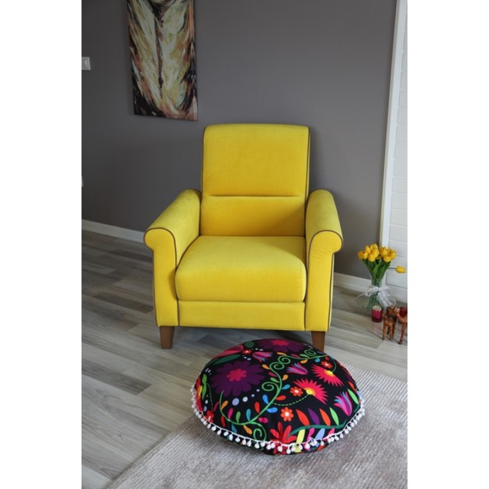 Rope Home Decor Yer Minderi Yuvarlak 70 cm Çap Içi Dolgulu - Siyah Puf Fiyatı