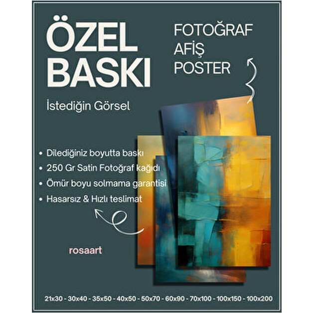 Rosaart Kişiye Özel Poster Baskı | Istenilen Görselde ve Ölçüde Fotoğraf Kağıdına Dijital Baskı | Çerçevesiz - Çok Renkli - 50 x 70 Diğer Fiyatı