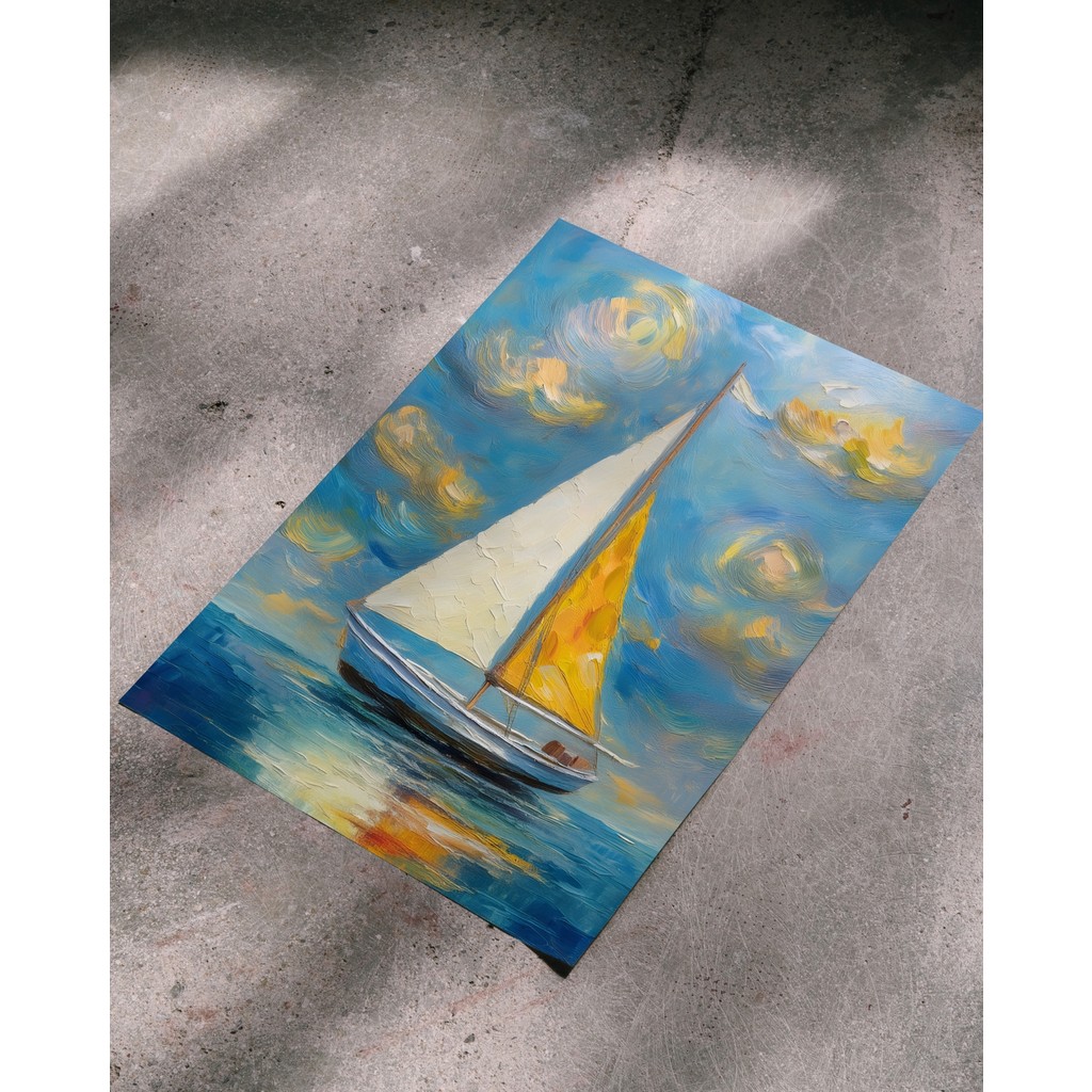 Rosaart Modern Yelkenli Poster–deniz Temalı Soyut Çerçevesiz Poster Duvar Dekoru - 40x50 Diğer Fiyatı