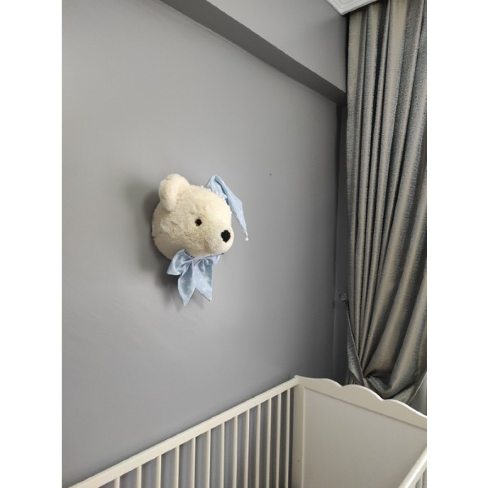 Rose Baby Decor Rose Baby decor Ayı Büstü Duvar Dekoru / Çocuk Odası Dekorasyonu - 35*30*28 cm - Krem Rengi Bebek Odası Duvar Süsü Fiyatı