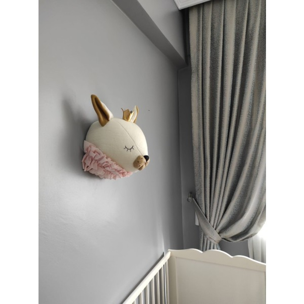 Rose Baby Decor Rose Baby decor Ayı Büstü Duvar Dekoru / Çocuk Odası Dekorasyonu - 35*30*28 cm - Pembe Bebek Odası Duvar Süsü Fiyatı