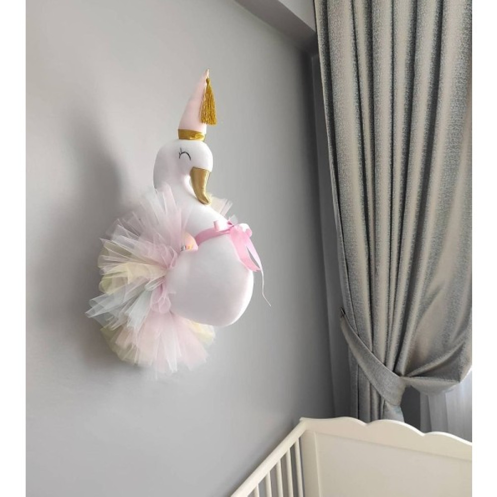 Rose Baby Decor Rose Baby decor Kuğu Büstü Duvar Dekoru/çocuk Odası Dekorasyonu - 60*40*33 cm Bebek Odası Duvar Süsü Fiyatı