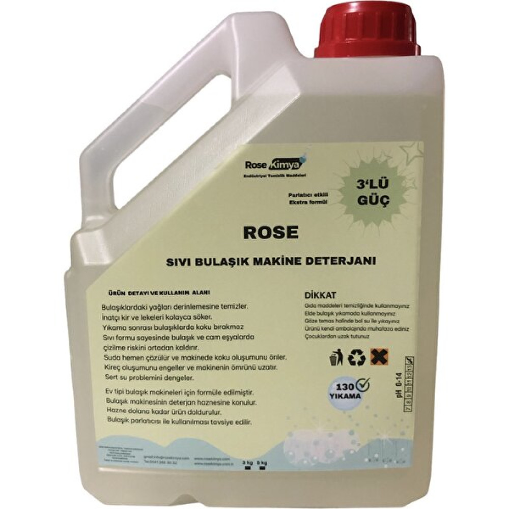 Rose Kimya Ev Tipi Sıvı Bulaşık Makine Deterjanı 3'lü Güç 3 kg Bulaşık Yıkama Fiyatı