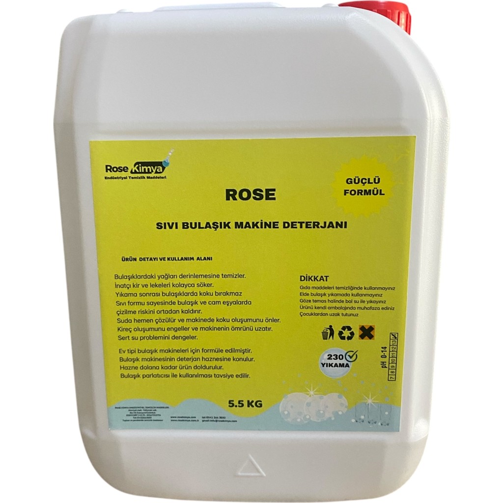 Rose Kimya Ev Tipi Sıvı Bulaşık Makine Deterjanı Güçlü Formül 5.5 kg Diğer Fiyatı