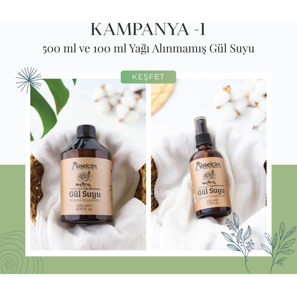 Roselcim 500 ml+100 ml Yağı Alınmamış Gül Suyu (Gül Mayası) Cilt Temizleme ve Peeling Fiyatı