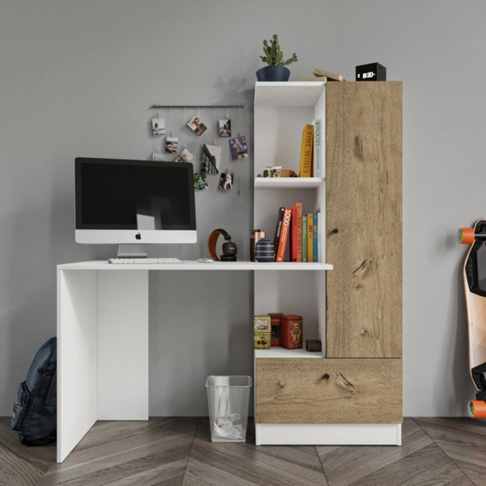 Rosepal Mobilya Minör Çalışma Masası ve 7 Bölmeli Kitaplık - 104 x 55 x 75 cm - Meşe Çalışma Masası Fiyatı