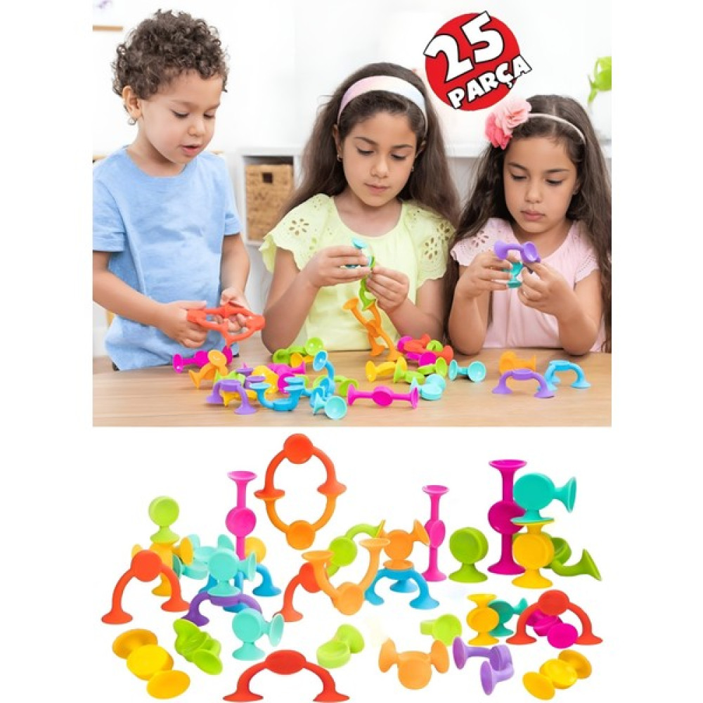 Roseroi Vantuzlu Vakum Molekül 25 Parça Yapı Silikon Taşları Popit Duyusal Eğitici Oyuncak Squigz Blok Legolar ( Yapım Oyuncakları ) Fiyatı