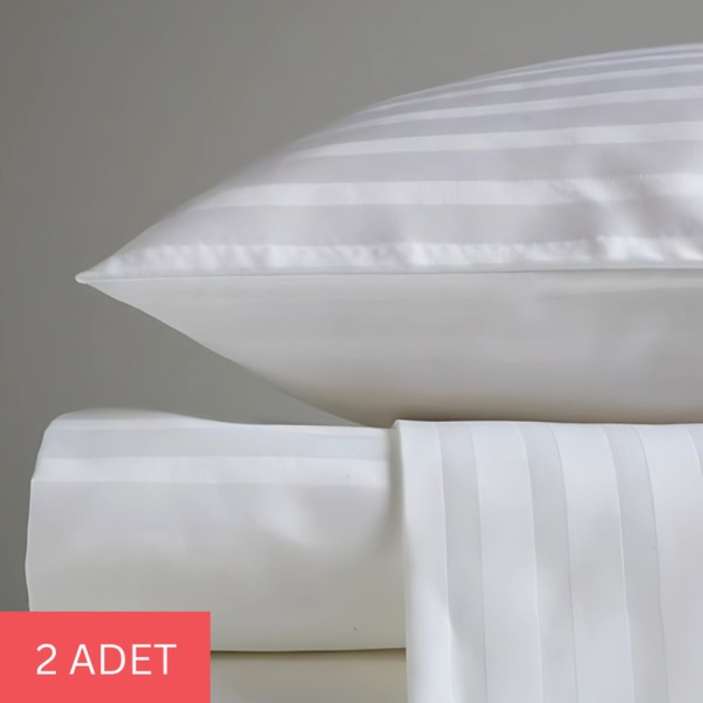 Rosfloa 2 Adet Pamuk Saten Çizgili Otel Tipi Lüx Yastık Kılıfı (50*70 Cm) - Beyaz - 50x70 Cm Yastık Kılıfı Fiyatı