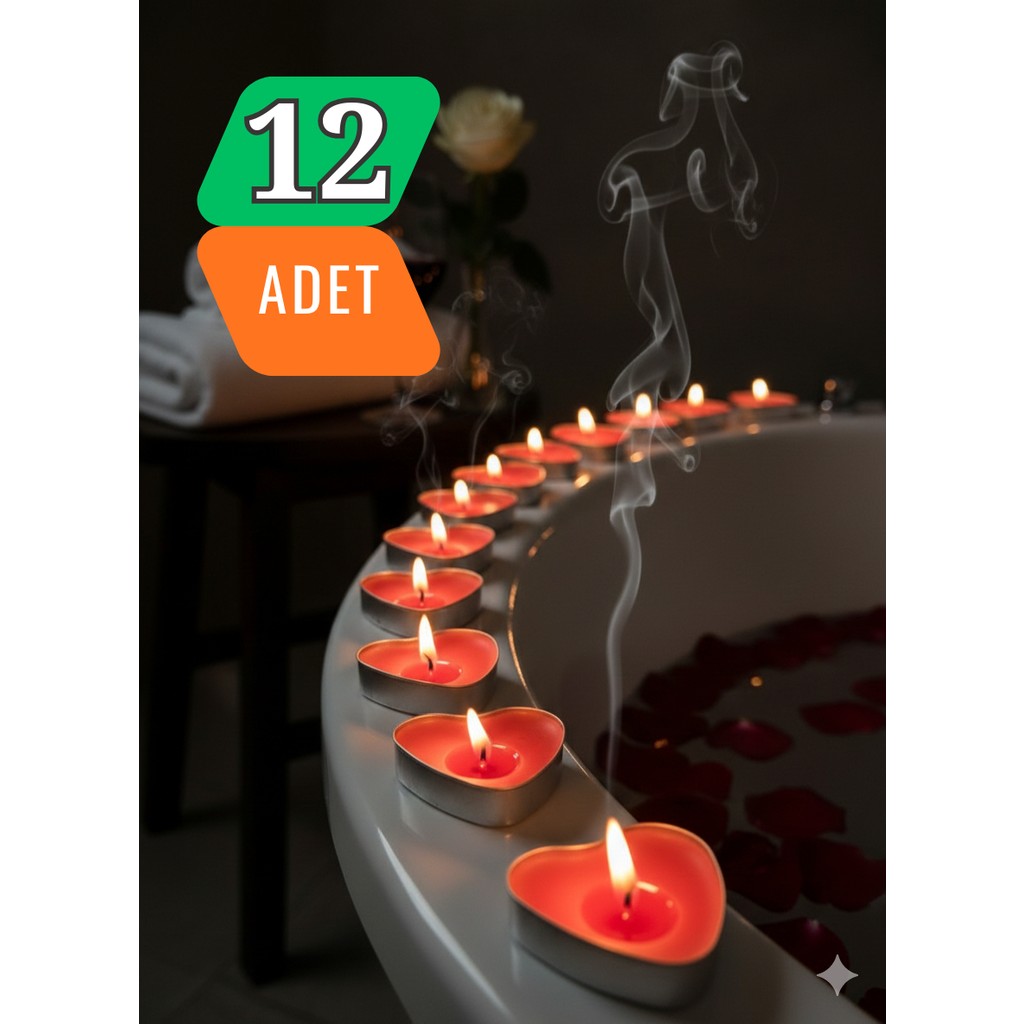 Rosfloa Premium Tealight Mum–4 Saat Yanış-Buhurdanlık, Sevgililer Günü, Kutlama, Doğum Günü, Düğün Kına - Kırmızı Diğer Fiyatı