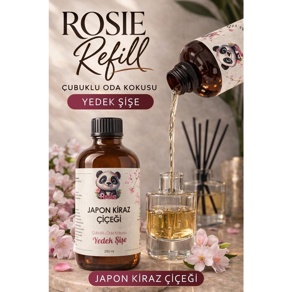 Rosie Japon Kiraz Çiçeği Çubuklu Oda Kokusu Yedek Şişe 250 ml – Sakura Reed Diffuser Refill - yok - Şeffaf Diğer Fiyatı