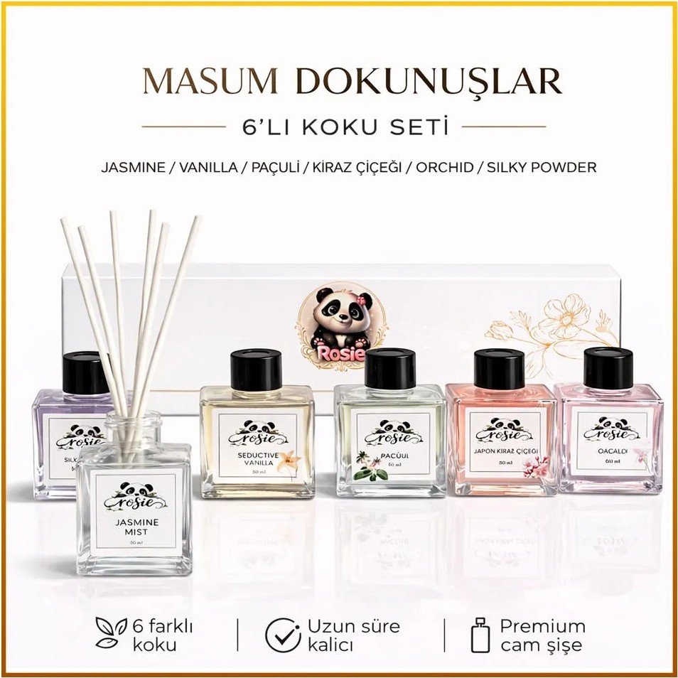 Rosie Masum Dokunuşlar – 6’lı Çubuklu Oda Kokusu Hediye Seti - YOK - Şeffaf Diğer Fiyatı