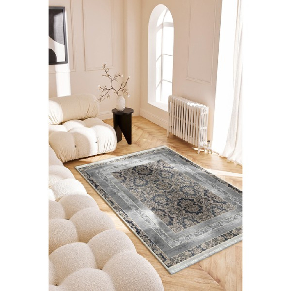 Roslyn Home Klasik Desenli Yıkanabilir Leke Tutmaz Balkon Halısı Süngerli Dot Taban Salon Halısı Kilim Yolluk - Kahverengi - 80 x 140 cm Salon Halısı Fiyatı