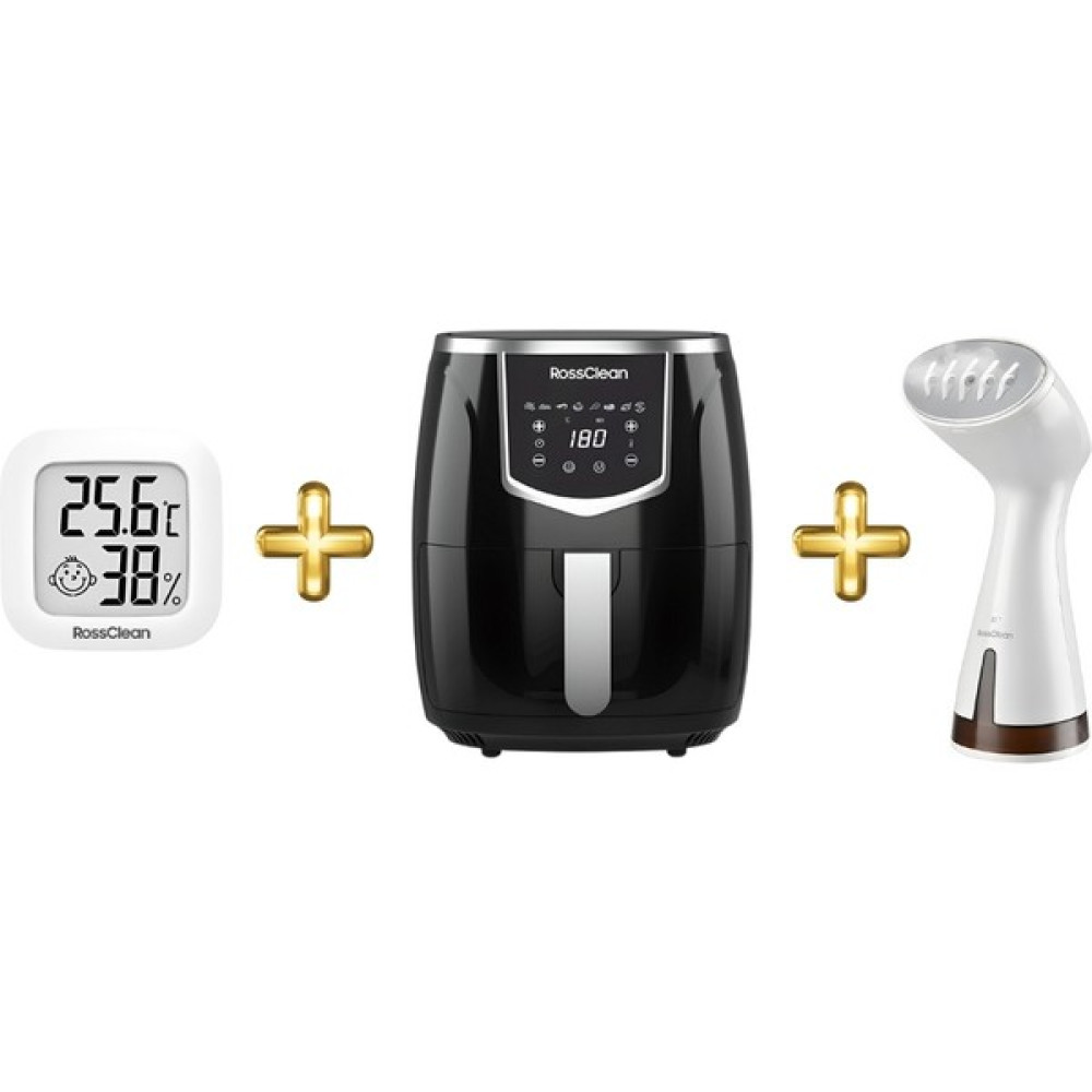 RossClean Cook Fresh Fritöz + Elite Pro Dikey Ütü + Termometre 3 Lü Set - Siyah Fritözler Fiyatı