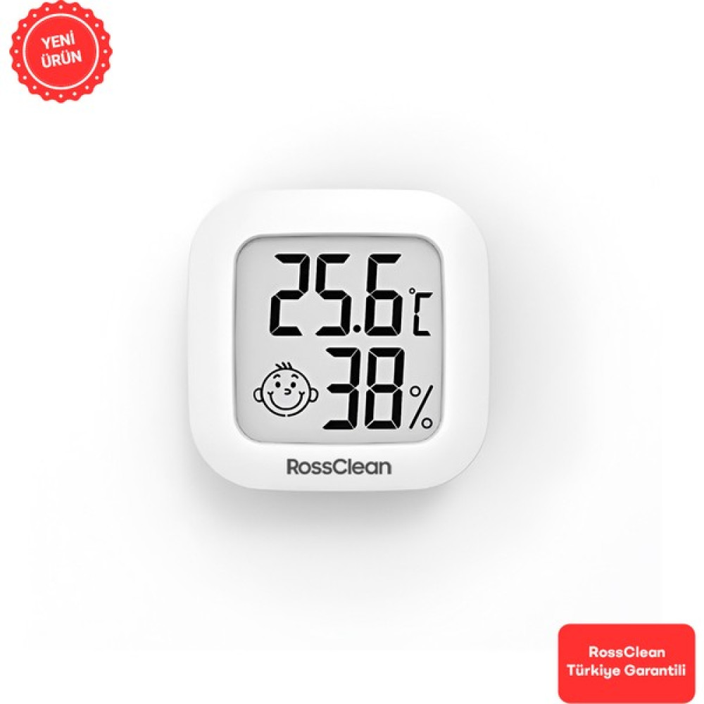 RossClean Smile Dijital Termometre LCD Ekranlı Yüksek Hassasiyetli Sıcaklık ve Nem Ölçer Termometre & Higrometre Fiyatı