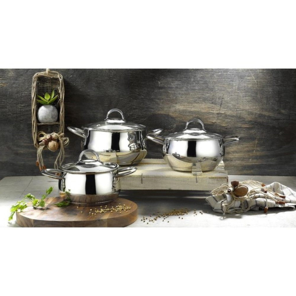 Rossel Premium Zeycan 3'lü Güveç 14*16*18 cm Lines-Zeygüv-3lü Tencereler Fiyatı
