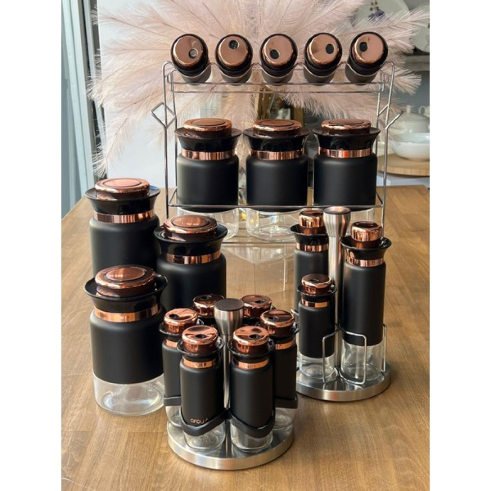 Rossev Carine Siyah Yağdanlık&baharat Seti 24 Parça - 100 ml Baharat Setleri & Baharatlıklar Fiyatı