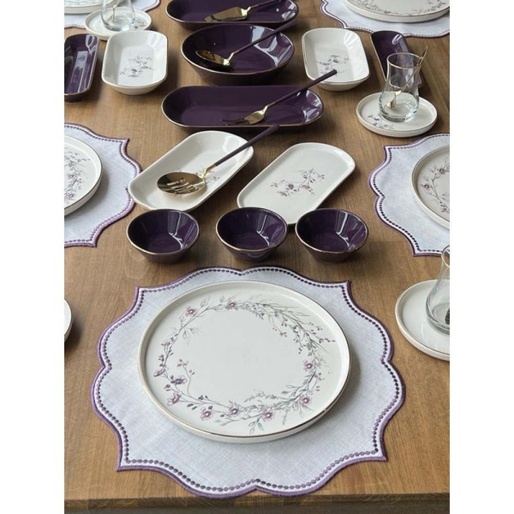 Rossev Kahvaltı Takımı Glore Lavender 52 Parça 6 Kişilik - *Sadece düşük ısıda sıvı deterjan ile makinada yada elde yıkamaya uygundur. Kahvaltı Takımı Fiyatı