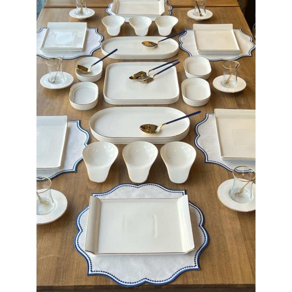Rossev Kahvaltı Takımı Pure Blue 48 Parça 6 Kişilik - *Servis Kaşık Seti elde yıkamaya uygundur Kahvaltı Takımı Fiyatı
