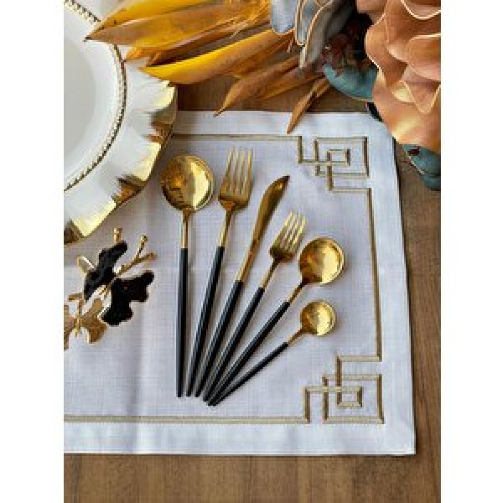 Rossev Royal London Windsor Gold Black 36 Parça 6 Kişilik Çatal Bıçak Kaşık Takımı Çkb Çatal / Kaşık / Bıçak Takımları Fiyatı